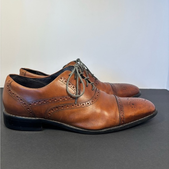Johnston & Murphy Tan Leather Oxford Brogue Cap Toe Dress Shoes | Size 11.5 main image 2